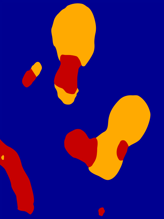 Farbige Abstraktion der digitalisierten Makroaufnahme einer Rinden-Form einer Platane