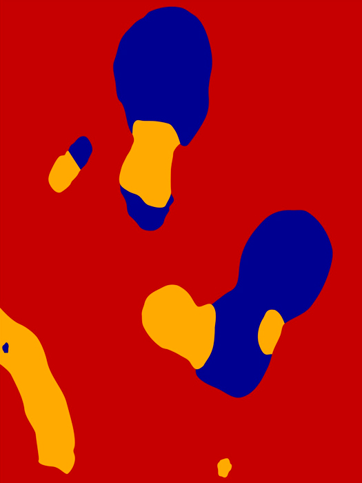 Farbige Abstraktion der digitalisierten Makroaufnahme einer Rinden-Form einer Platane