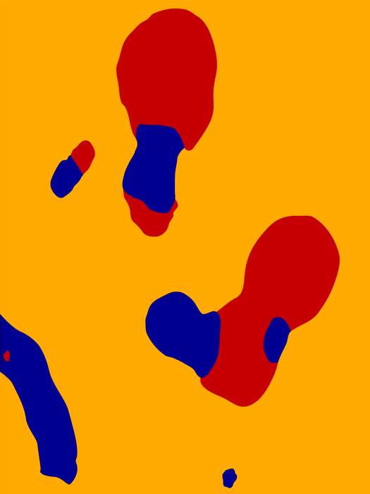 Farbige Abstraktion der digitalisierten Makroaufnahme einer Rinden-Form einer Platane