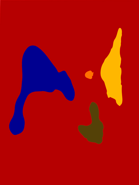 Farbige Abstraktion der digitalisierten Makroaufnahme einer Rinden-Form einer Platane