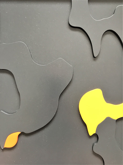 Abstraktion dieser Makroaufnahme in Holz, gespritzt mit Acrylfarben, Thomas Pfister